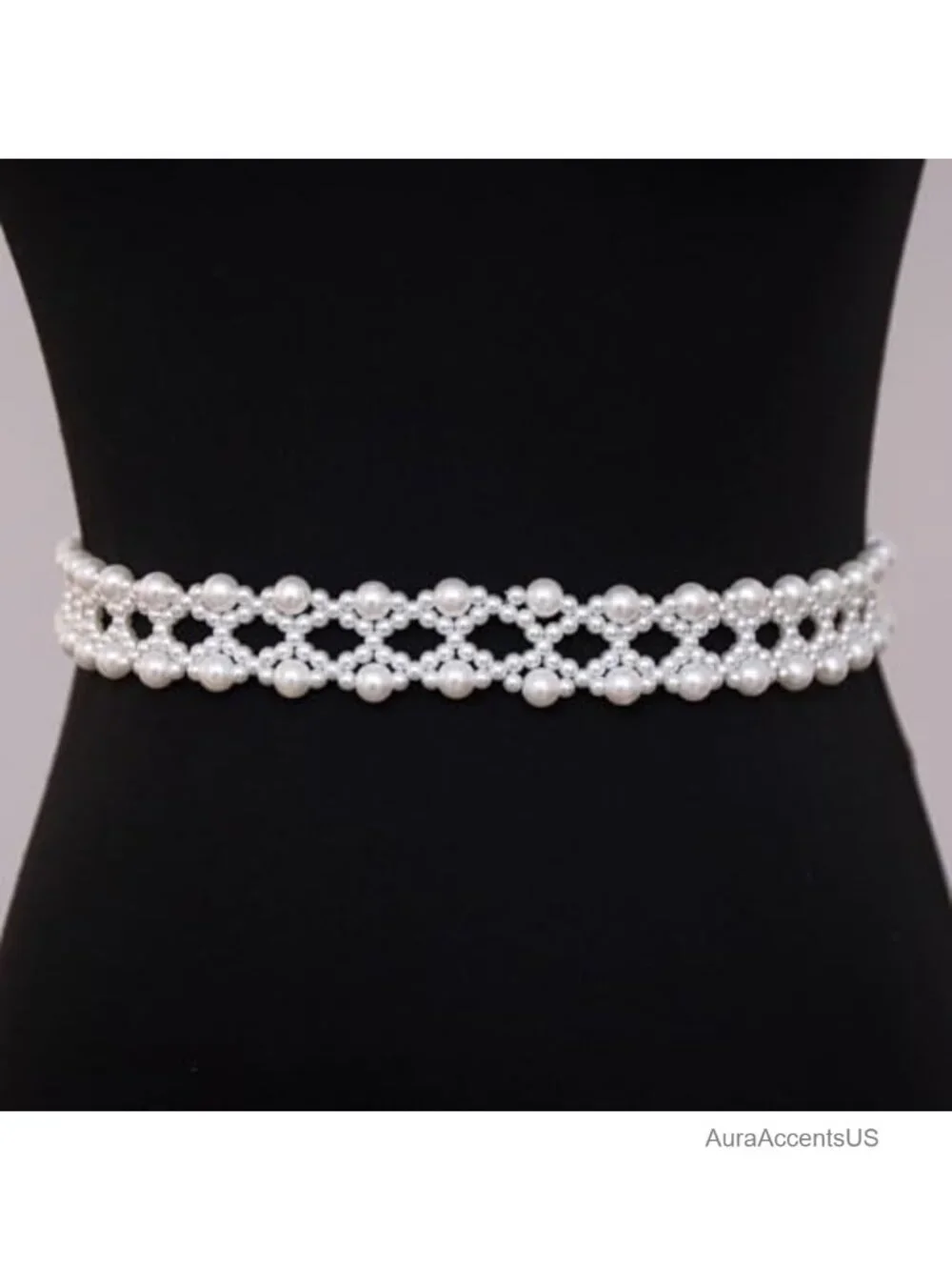 Handmade Beaded Pearl Bridal Belt Sash Wedding Dress Accessory Long